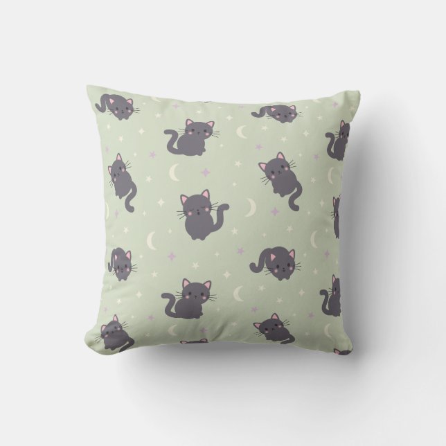 Coussin décoratif Sage au chat gris mignon (Recto)