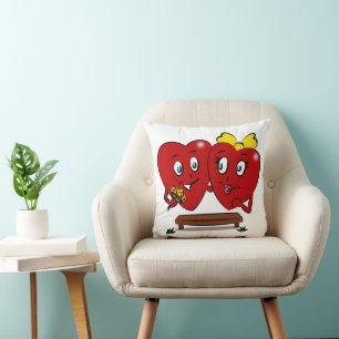 Coussin décoratif Saint-Valentin Couple Cœurs Roug