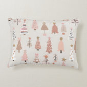 Coussin décoratif Sapins de Noël Rose Scandinave (Dos)