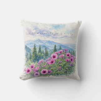 Coussin décoratif Sérénité aquarelle et floraisons