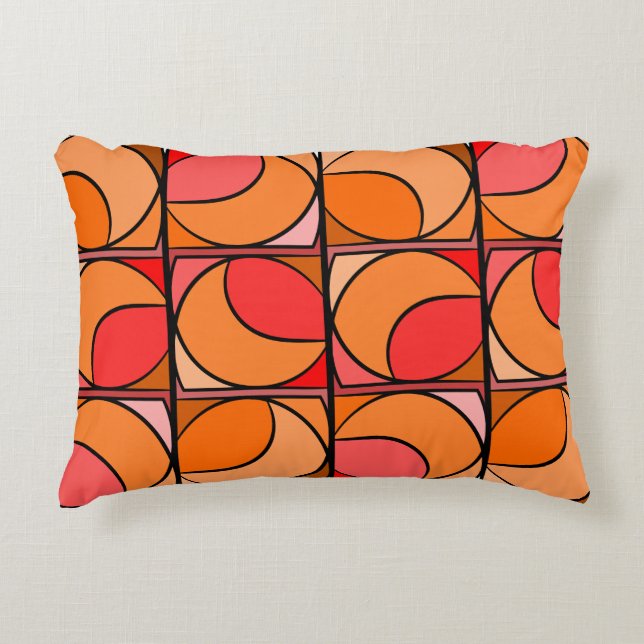 Coussin décoratif seventies orange (Devant)