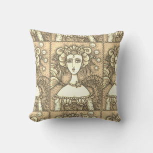 COUSSIN DÉCORATIF SIRÈNE DE NEPTUNE Sépia