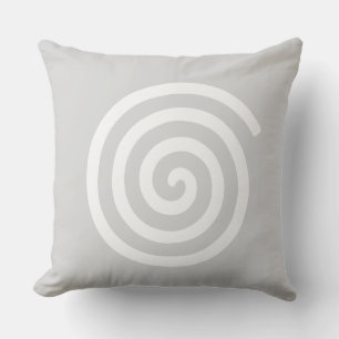 Coussin décoratif spirale abstraite gris clair et 