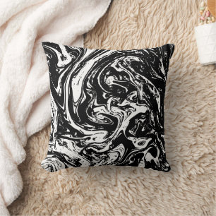 Coussin décoratif style marbre noir et blanc