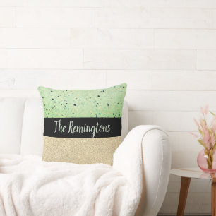 Coussin décoratif Terrazzo pailleté au nom de fami