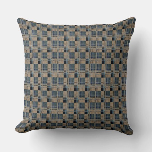 Coussin décoratif tissé panier bleu et marron 50 x (Recto)