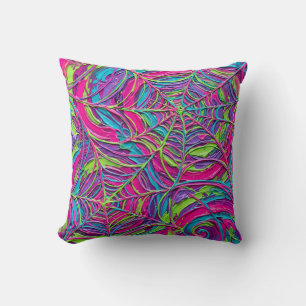 Coussin décoratif Toile d'araignée néon – Velours