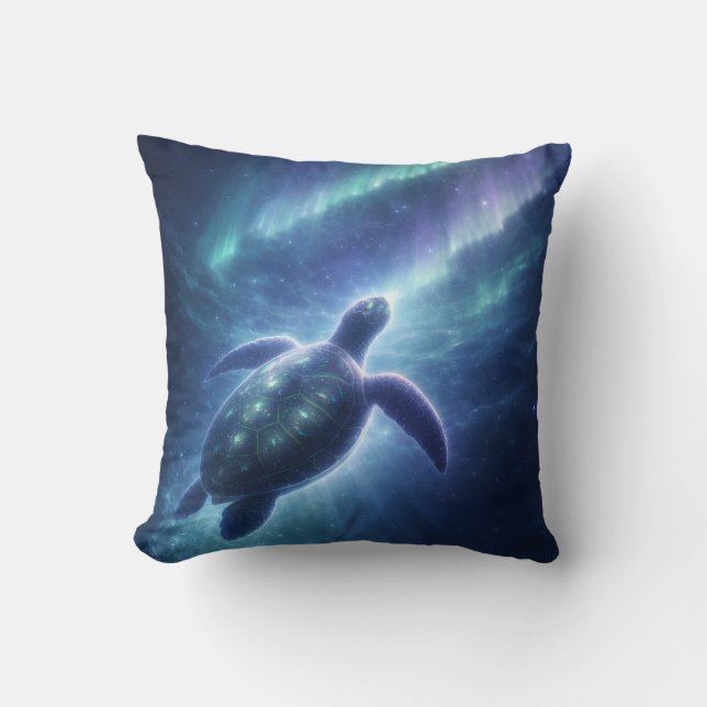 Coussin décoratif Tortue Aurore Boréale (Recto)