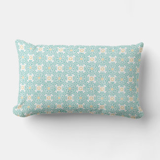 Coussin décoratif turquoise et or arabesque jeté