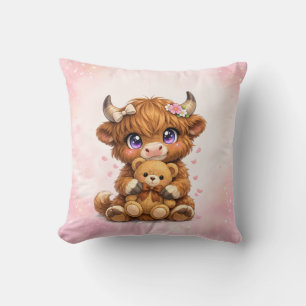 Coussin décoratif vache des Highlands mignonne