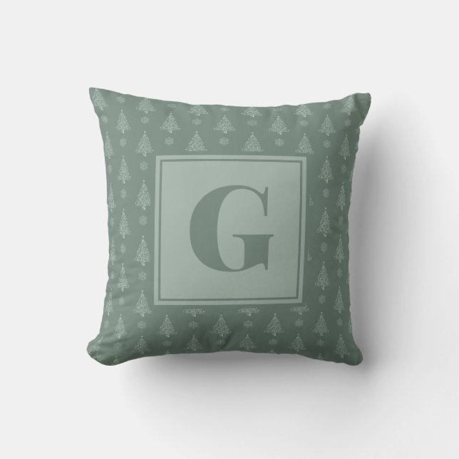 Coussin décoratif vert neutre de Noël rustique (Recto)