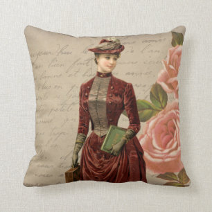 Coussin décoratif Vintage de la Dame de l'époque v