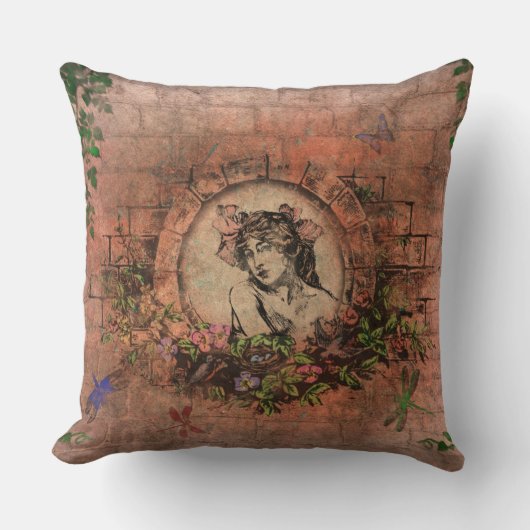 Coussin décoratif vintage d'image passée (Recto)