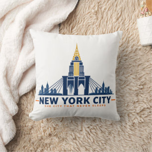 Coussin décoratif vintage sur la skyline de New Yo