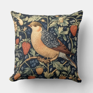 Coussin décoratif William Morris à motif d'oiseau