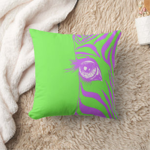 Coussin décoratif zèbre vert citron rose