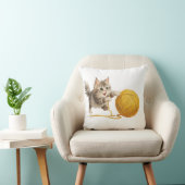 Coussin DécoratifJoli Petit Chat Roux avec une Pel (Chaise)
