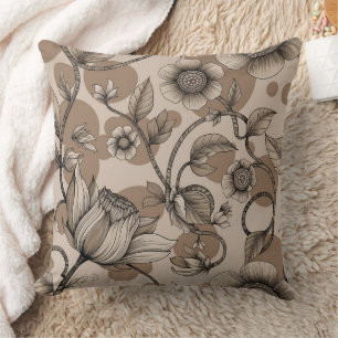 Coussin Décoration beige avec fleurs
