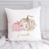 Coussin Décoration Citrouille blanc et rose automne