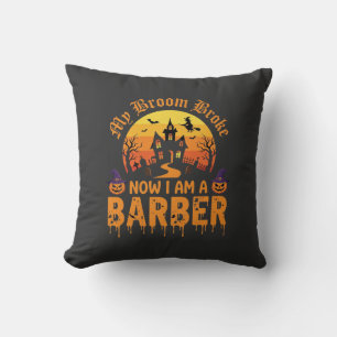 Coussin Décoration de barbier d'Halloween Sorcière Balai C