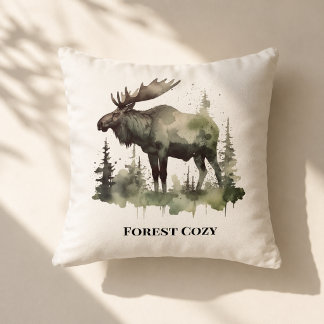 Coussin Décoration de cabane Rustic Moose Art personnalisé