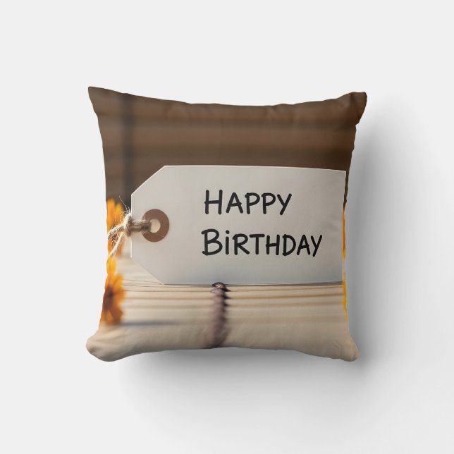 Coussin Décoration de fleurs pour étiquette d'anniversaire (Recto)