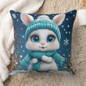 Coussin 🐰 Décoration de lapin d'hiver blanc ❄️ (Couverture)