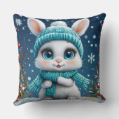 Coussin 🐰 Décoration de lapin d'hiver blanc ❄️ (Verso)