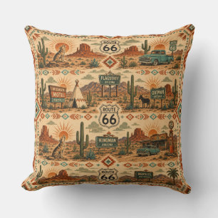 Coussin Décoration de lodge du désert de la route 66 en Ar