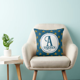 Coussin Décoration de maison à monogramme étoile Nom de fa
