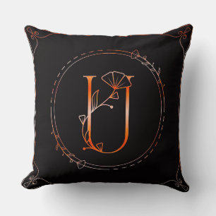 Coussin 🌸 Décoration de maison à monogramme initial U flo
