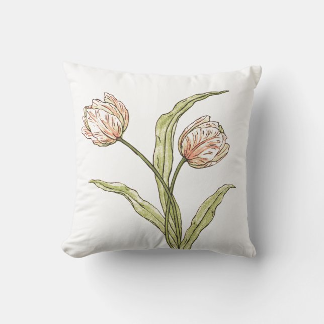 Coussin Décoration de maison botanique de tulipe (Recto)