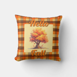 Coussin Décoration de maison de ferme à carreaux d'arbre d