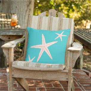 Coussin Décoration de maison de plage étoile de mer turquo