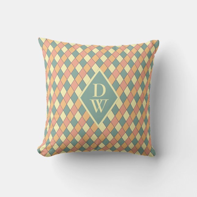 Coussin Décoration de maison diamant monogramme rétro Harl (Recto)