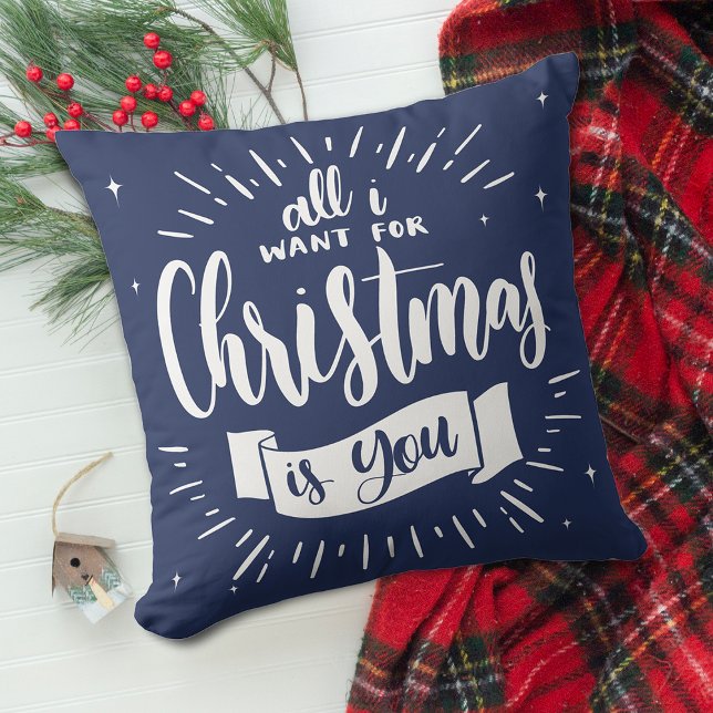 Coussin Décoration de maison flocon de neige festive bleu  (Home Decor Festive Snowflake Navy Blue Throw Pillow)