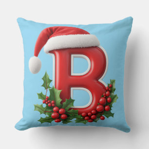 Coussin Décoration de monogramme de lettre B de Noël pour