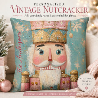 Coussin Décoration de Noël rose Casse-Noisette Vintage Fam