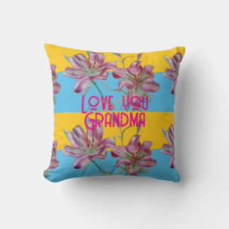 Coussin Décoration de nom de grand-mère en lis rose Lily a