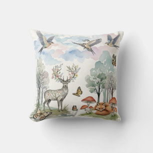 Coussin Décoration de nurserie bohème scène de forêt avec 