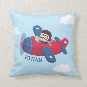 Coussin Décoration de nurserie pour bébé garçon aviateur m