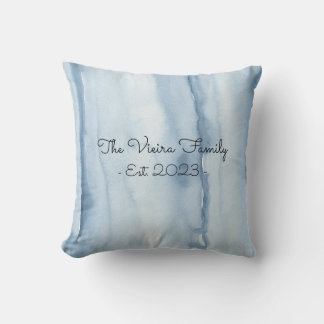 Coussin Décoration de salon à l'aquarelle bleu poussiéreux