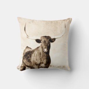 Coussin décoration de vache londres sepia tons ferme