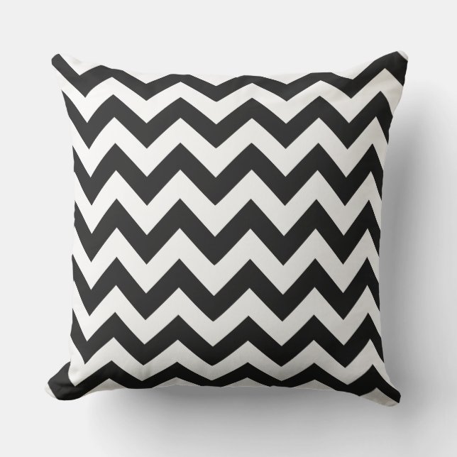 Coussin Décoration extérieure rayée noir et blanc Zig Zag (Recto)
