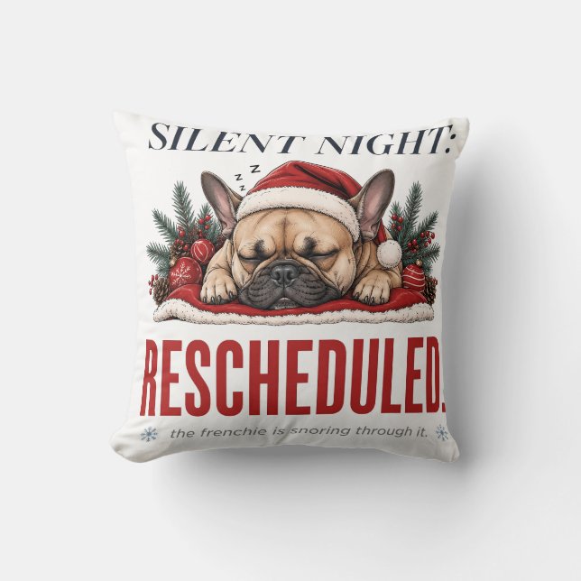 Coussin Décoration festive de Noël Frenchie endormi (Recto)
