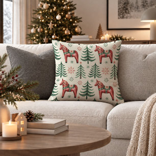 Coussin Décoration hivernale nordique joyeuse Dessin de co