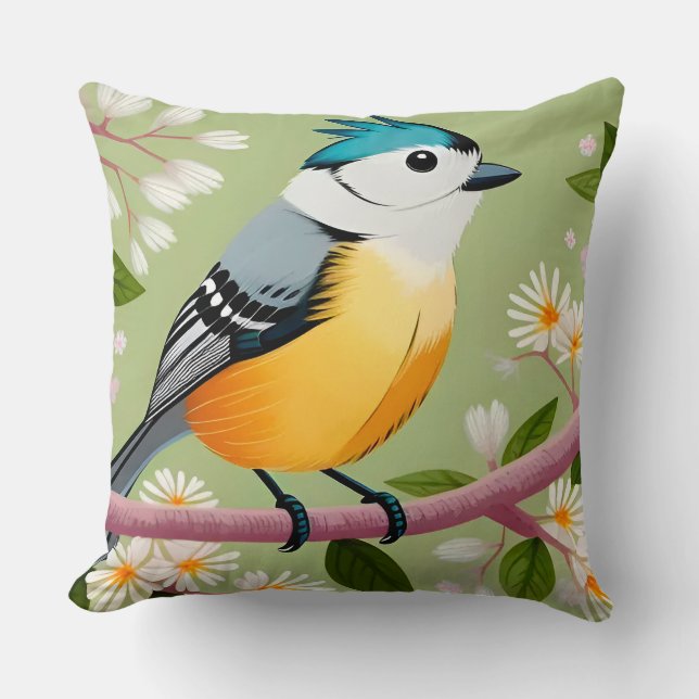 Coussin 🎨 Décoration murale Branche florale à oiseau chan (Recto)