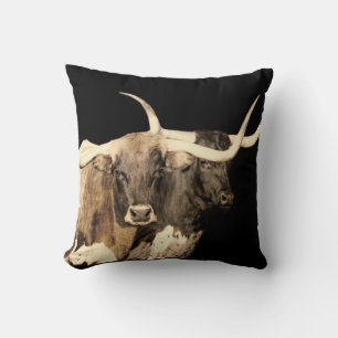 Coussin décoration vaches landes sépia tons noir