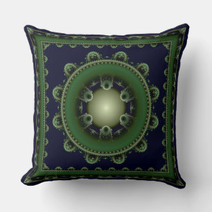 Coussin Décoration verte encadrée fractale