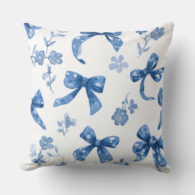 Coussin Decorative Bow and Flowers Throw Pillow (Recto)